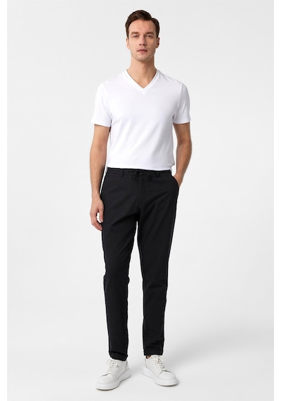 Süvari Siyah Slim Fit Armürlü Jogger Pantolon