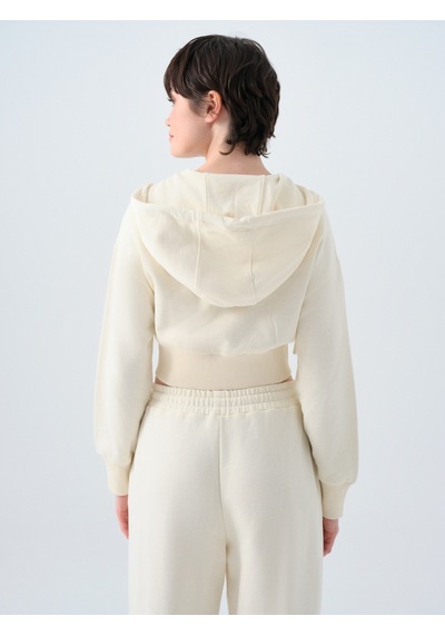 Crop Kadın Sweatshirt Ekru