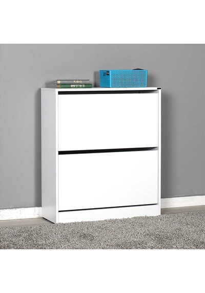 Flat Duo 2 Katlı Geniş Ayakkabılık Dolabı - Beyaz
