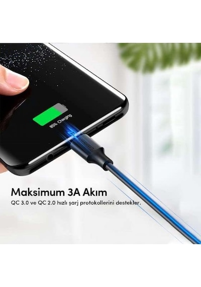Usb Type-c Şarj Ve Data Kablosu, Siyah 1 Metre
