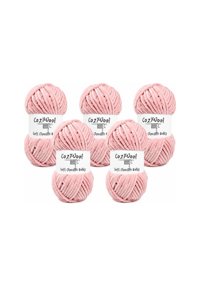 Kadife İp Soft Chenille Bulky 5'li Paket 5x100 Gr 120 Mt El Örgü İpi Pudra Pembe - 875823131