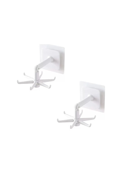 Microcase Kendinden Yapışkanlı 360 Derece Dönen 6 Kancalı Askı Mutfak Banyo Gardırop Raf Aparatı 2 Adet - Al5022 Diğer