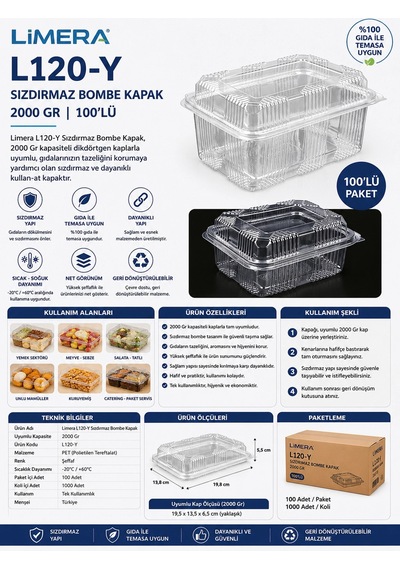Limera L120-y Sızdırmaz Bombe Kapak 2000 Gr 100'lü