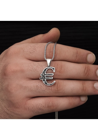 Yüzük Sanatı Euro Simgesi Gümüş Erkek Kolye