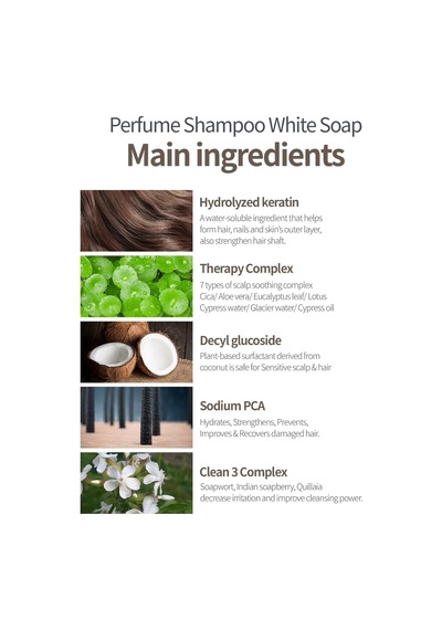 Yıpranmış Saçı Onaran Parfümlü Keratinli Şampuan Perfume Shampoo White Soap