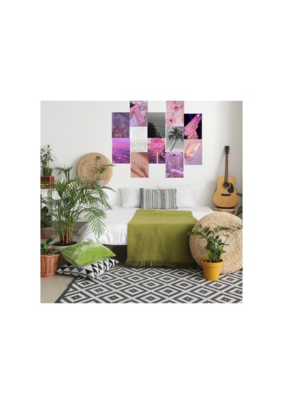 Parıltılı Glitter Soft Pinky White Poster Duvar Kağıdı Seti