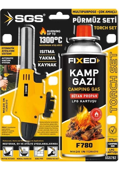 Sgs Kamp Pürmüz Seti Isıtma-yakma-kaynak Başlık - 227 Gr Gaz Sarı - Siyah