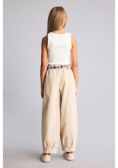 Defacto Ekose Kemerli Barrel Fit Gabardin Pantolon Kız Çocuk I5832a826wnbg106 Bej-bg106