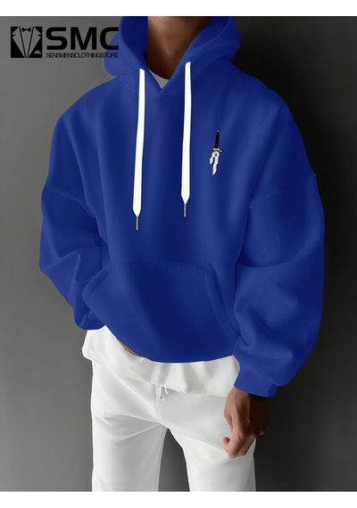 Uyguntarz Unisex Toji X Japon Baskılı Kapüşonlu Sweatshirt Saks Mavi