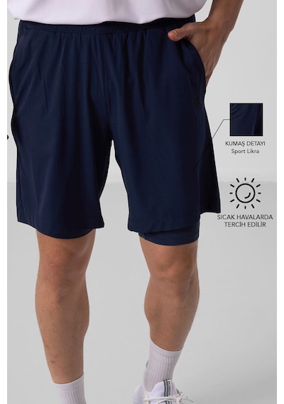 Tommy Life İndigo Polyester İnce Yumuşak Standart Fit Erkek Taytlı Şort - 81287 Indigo