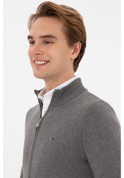 U.s. Polo Assn. Erkek Gri Melanj Hırka Triko 50313688-vr086 Grı Melanj
