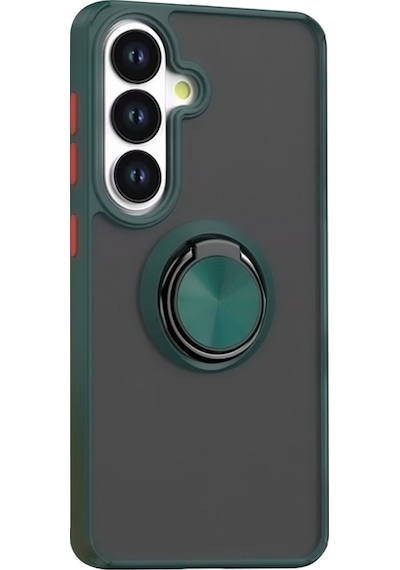 Gpack Samsung Galaxy Uyumlu  S26 Plus Kılıf Montreal Yüzüklü Standlı Arkası Buğulu Yeşil