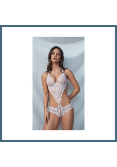 Bezos Kadın Beyaz Dantel Detaylı Babydoll Agc