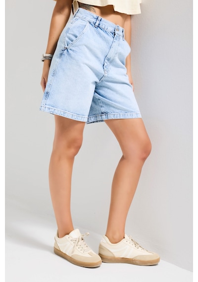 it's basic Kadın Ice 4s6-3 Skater Fit Bermuda Denim Şort Ice Rengi