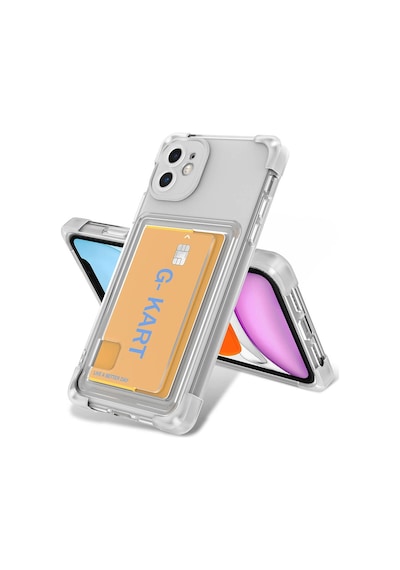 Apple Uyumlu iPhone 11 Kılıf Airbag Tasarımlı Şeffaf Kartlıklı G-kart Kapak