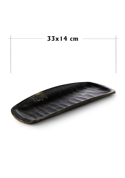 Rölyefli Hibrit Ahşap Köş. Kayık 33x14 Cm 2 Adet Siyah
