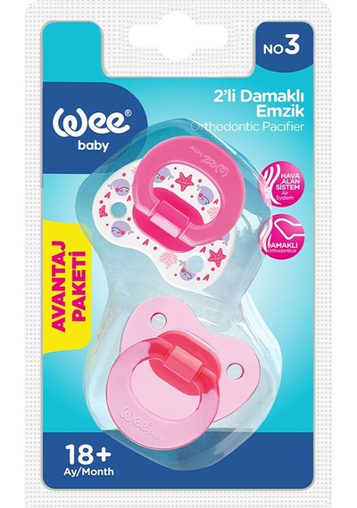 Wee Baby 2 Li Damaklı Emzik No:3 - Pembe