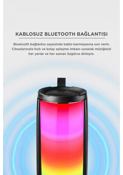 Premium Dinlence Kamp Parti Bluetooth Hoparlör Rgb Işıklı Speaker Pluse5 Siyah