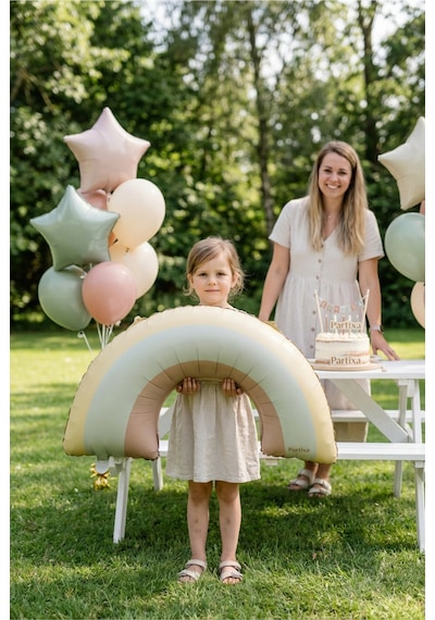 Sarı Gökkuşağı Retro Folyo Balon Doğum Günü Baby Shower Rainbow Temalı Konsept Parti Süsleme Vintage Dekorasyon Balonu Çok Renli
