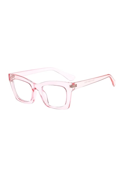 Toz Pembe Yarden Mavi Işık Korumalı Vintage & Retro Gözlük Pembe - Siyah