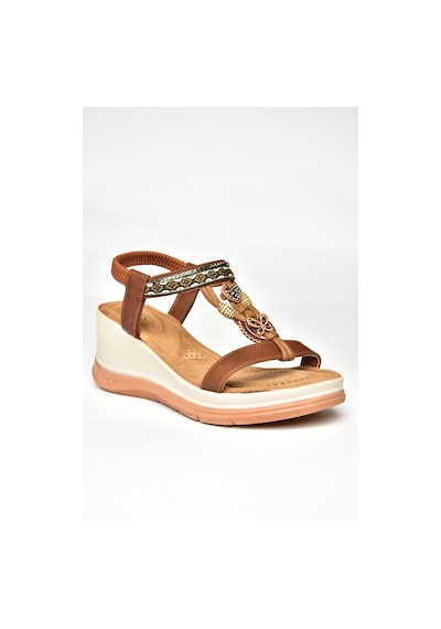 Fox Shoes U258926809 Taba Dolgu Tabanlı Kadın Sandalet Taba