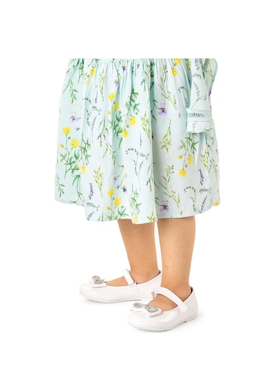 Kiko Kids Papyon Taşlı Cırtlı Kız Çocuk Babet Ayakkabı 254 Cilt Beyaz 001