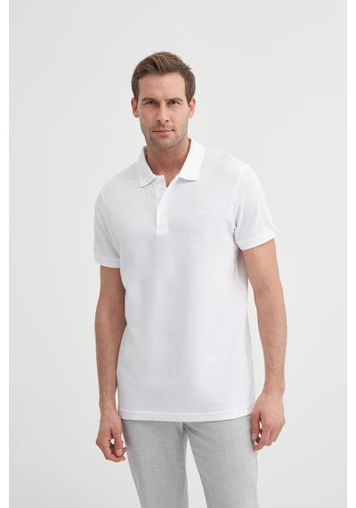 Cazador 46130 Polo Pıke Tshırt Erkek Polo Yaka Beyaz Tişört Beyaz