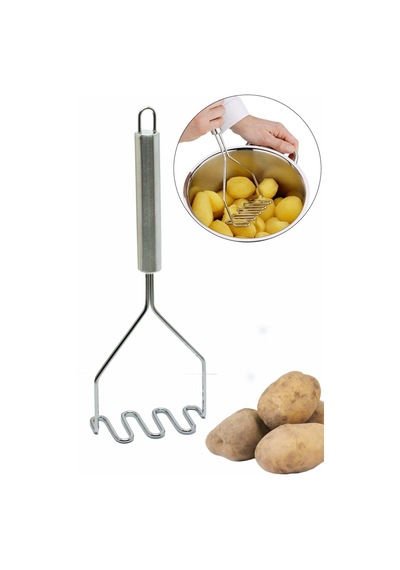 Şekilli Patates Bıçağı + Metal Patates Ezici + Meyve Sebze Doğrama Dilimleme Cips Bıçağı