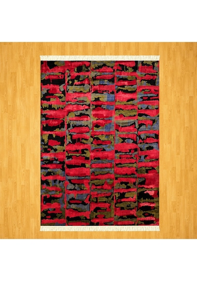 Çağdaş Desenli 200 X 300 İpek Halı Kırmızı