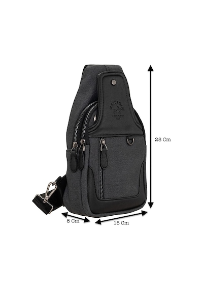 West Polo Westpolo Unisex Çapraz Askılı El Göğüs Ve Omuz Çantası Kanvas Kumaş Ve Vegan Deri - Siyah