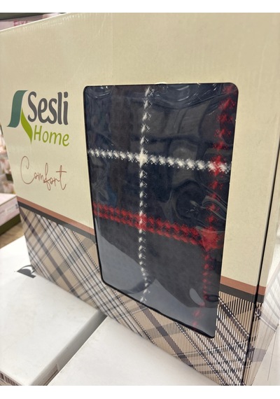 Sesli Comfort Lacivert Kırmızı Beyaz Skoç Pamuk Örme Battaniye 200x220 Çift Kişilik Battal Diğer