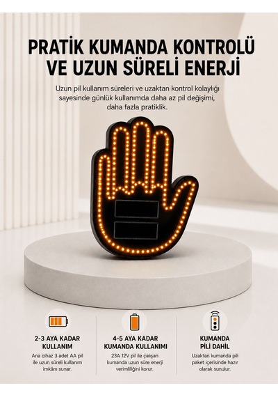 Pilli Led Işık Araç Camı İçin Uzaktan Kumandalı El Simgesi Sarı 80435826