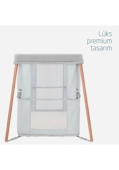 Iris 2 'si Bir Arada Anne Yanı Beşik ve Taşınabilir Çift Katlı Park Yatak Beyond Grey Eco