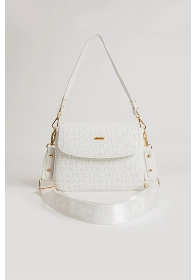 Just Polo Kadın Baskılı Ayarlanabilir Askılı Şık Ve Lüks El & Omuz Çantası Shoulder Bag Beyaz