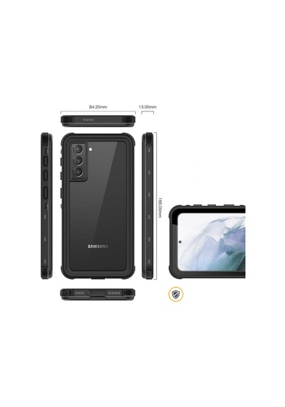 Ardemix Galaxy Uyumlu S21 Plus Kılıf 1-1 Su Geçirmez Kılıf - Siyah Siyah