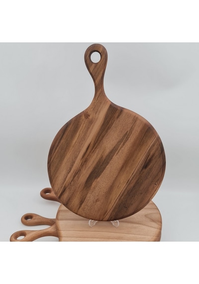 Sunum ve Kesim Tahtası Ceviz Ağacı Yuvarlak 39X27 CM Kişiye Özel