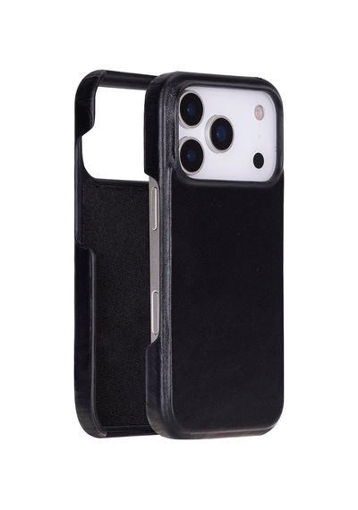 Bloomcase Ultimate Jacket Obsidian Black Apple Uyumlu iPhone 17 Pro Hakiki Deri Kılıf Siyah