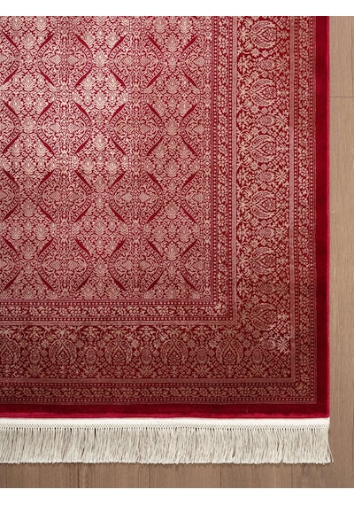 Imperial Luxe Il007j Kırmızı Çerçeveli Halı Klasik Desen 100 Tarak Bambu Viskon İpek Serisi-714 Kırmızı