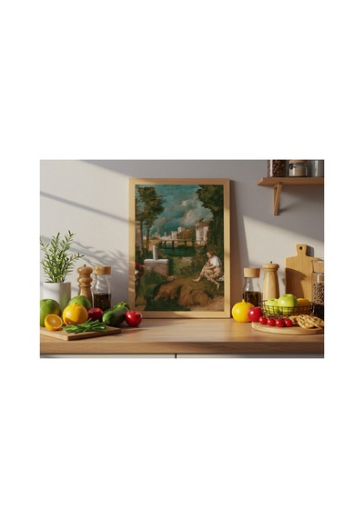 Rönesans Giorgione Fırtına Çerçevesiz Poster 21x30 Cm A4 Tablo Rönesans Klasik Sanat Duvar Dekoru