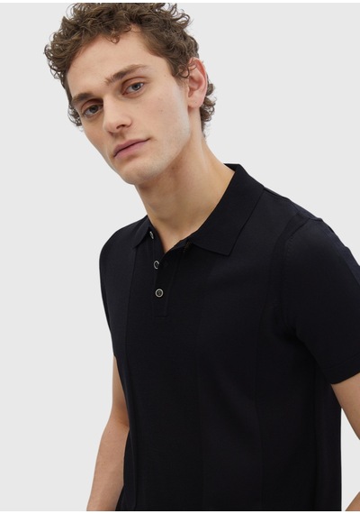 Ramsey Siyah Polo Yaka Jakarlı Triko