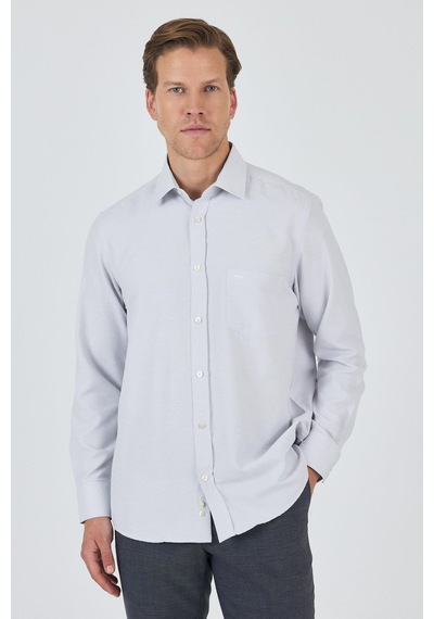 İmza Uzun Kol Desenli Armürlü Sert Yaka Cepli Pamuklu Classic Comfort Fit Gömlek 1004250174 Gri İmza Uzun Kol Desenli Armürlü Sert Yaka Cepli Pamuklu Classic Comfort Fit Gömlek 1004250174 Gri
