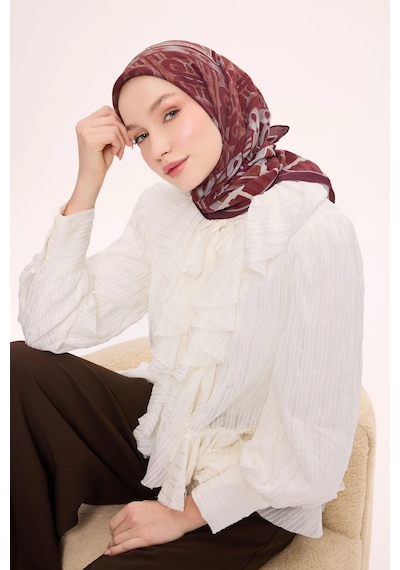 Silk Home Dört Mevsim Antik Motif Viskon Velora Eşarp 6421 Bordo