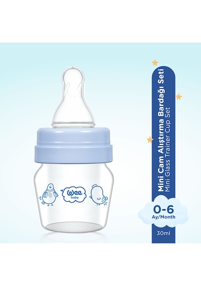 Mini Cam Alıştırma Bardağı Seti 30 ML Mavi