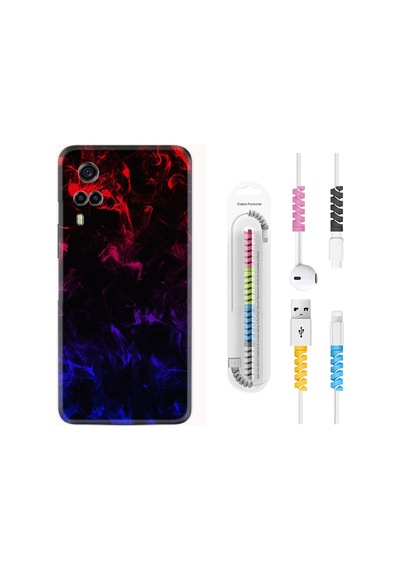 Vivo Y53S Kılıf Rasta Boyun Askılı Blue Red Fire 1637