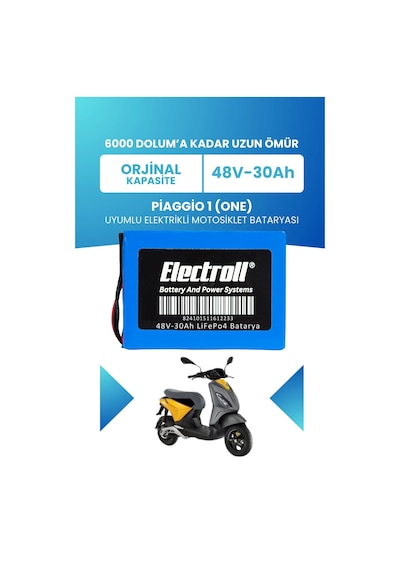 Piaggio 1 One Batarya Standart Kapasite Lifepo4 48v 30ah Elektrikli Motosiklet Bataryası