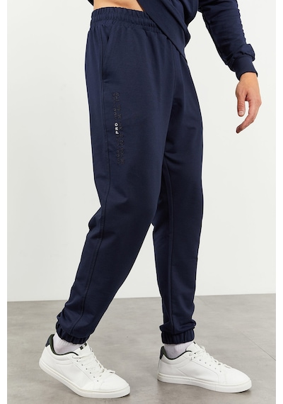 Tommy Life İndigo Kapüşonlu Kanguru Cep Lastik Paça Erkek Oversize Eşofman Takımı - 85117 İndigo