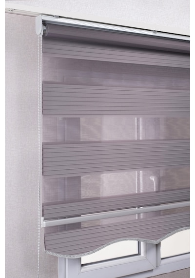 Etekli Gri Pileli Zebra Kaliteli Güneşlik Stor Perde Etekli Gri Pileli Zebra Kaliteli Güneşlik Stor Perde