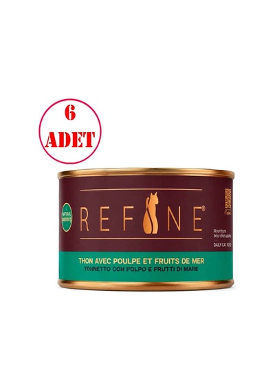 Refine Home Cooking Kedi Konservesi Ahtapot Deniz Ürünleri Ve Ton Balıklı 80 Gr 6 Ad