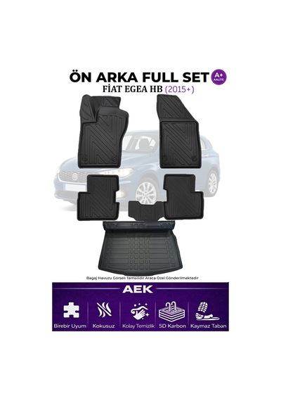 Fiat Egea Hatchback 2015+ 5d Karbon Paspas Takımı +3d Pvc Bagaj H