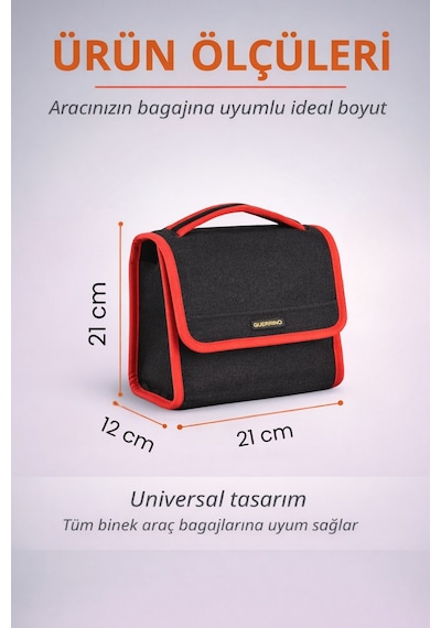 Oto Bagaj Organizer Bagaj Çantası S Boy Kaymaz Cırt Bantlı Velur Kompakt Düzenleyici - Scx1